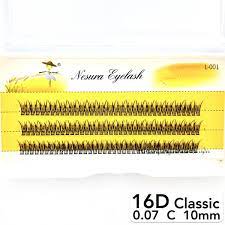 Вії Nesura Eyelash Classic 16D, 0.07, вигин С, 10мм, вії ластівки W